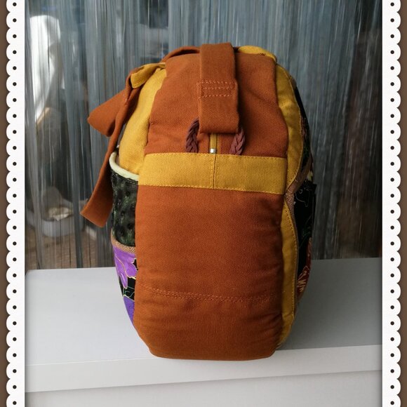 Crossbody Travel Bag for Women Canvas  Lightweight  Handmade Patchwork Design - Picture 4 of 12